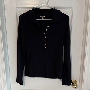 Lilly Pulitzer Rema Polo Top Black Medium